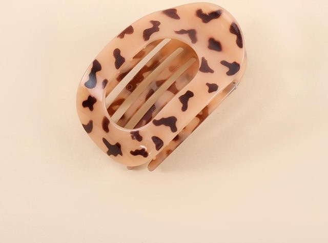 Haarspangen ovale Entenschnabelspangen, Apricot, Leopard Print, Damen - Bild 1