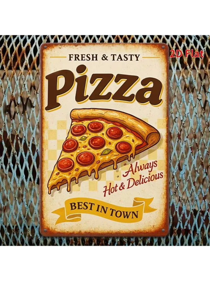 CIFBUY Vintage Pizza Metallschild Retro Wandplakette für Küche und Café, B: 30 cm, H: 20 cm, Mehrfarbig - Bild 3