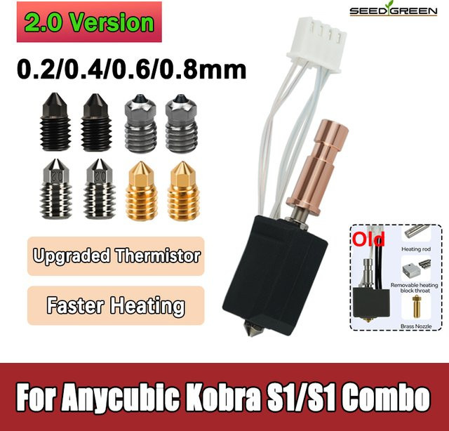 Anycubic Hotend Keramikdüse für Kobra S1 und Kobra S1 Combo 3D-Drucker, 24 V 48 W, schnelle Erwärmung bis 320 °C - Bild 1