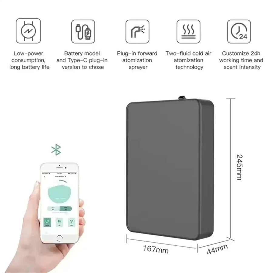 HAOYUNMA Bluetooth Smart Diffusor für ätherische Öle, professionelle Duftmaschine zur Wandmontage, Weiß, 500 m3 - Bild 2