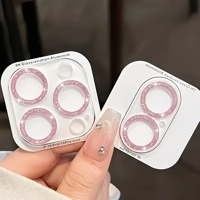 Rosa Glitzer Kameralinsen-Schutz für Apple iPhone 17 bis iPhone 13 Pro Max, 9H HD klar und kratzfest - Bild 1