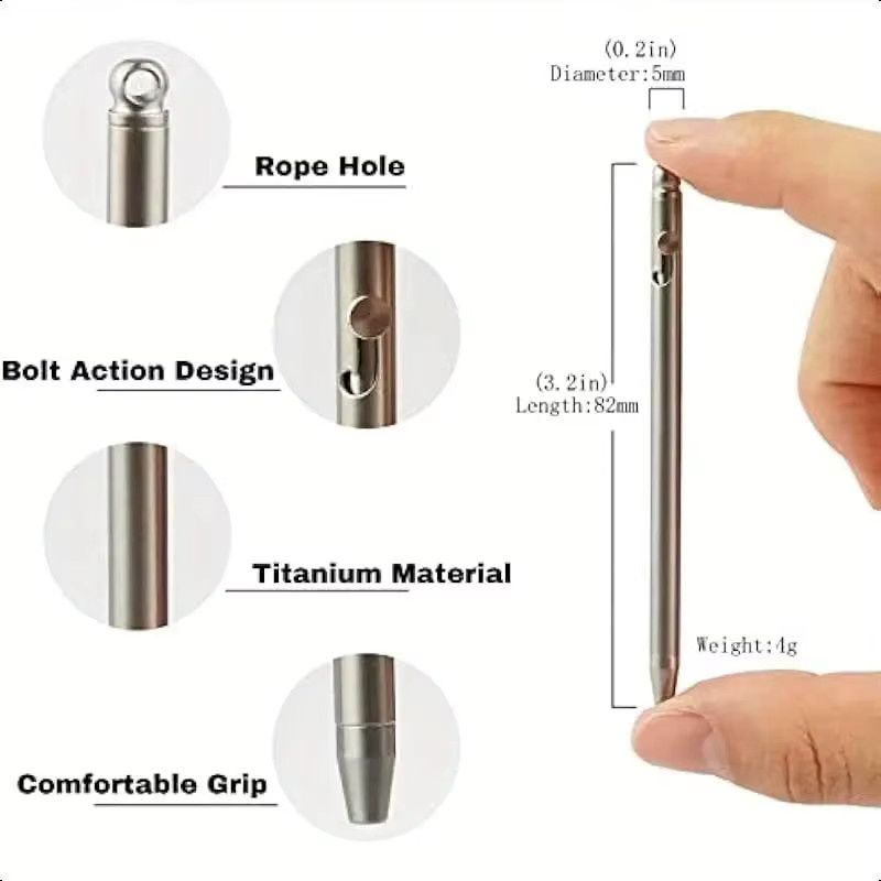Tragbarer Mini-Titan-Stift EDC-Gadget für Outdoor und kreative Signaturen in Silber - Bild 3