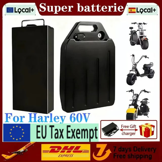 Ddadache Lithium-Akku 60V 20Ah-40Ah für Harley Elektrofahrzeuge und CityCoco E-Scooter, Schwarz - Bild 1