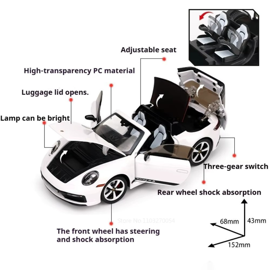 MAKEDA 911 Targa Supra GT4, Miniaturmodell, 1:32 Maßstab, mit Licht und Sound - Bild 2