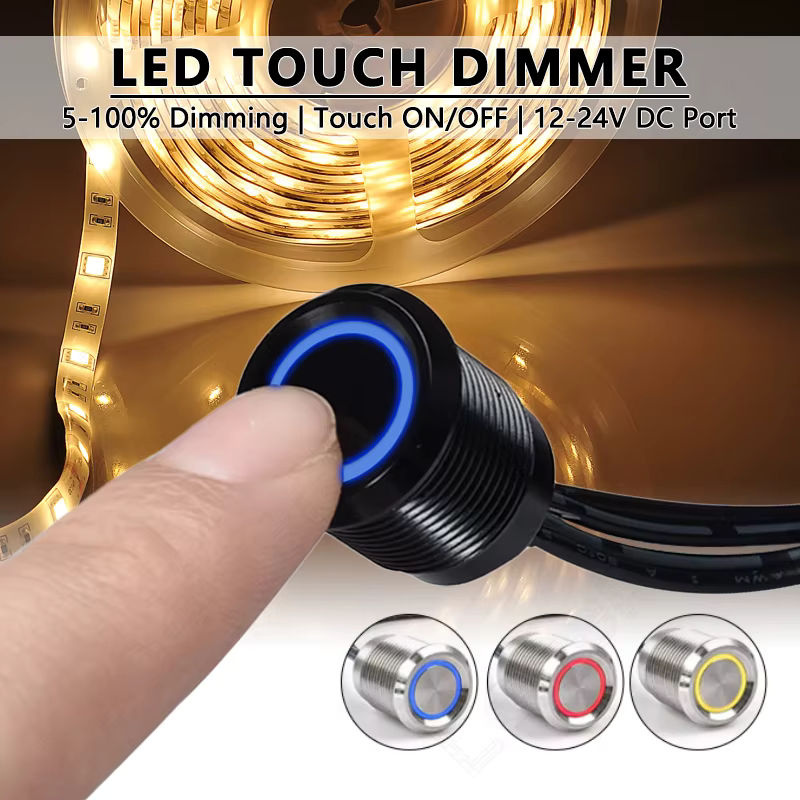 Lebeisenf LED-Touch-Dimmer für einfarbige LED-Streifen, 12V/24V, 6A, Schwarz, Einbau-Controller für Schrank- und Barbeleuchtung - Bild 2
