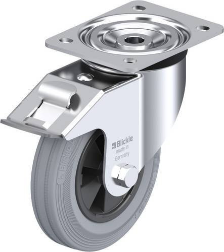 Blickle L-VPP 160G-FI-SG Lenkrolle mit Feststeller in Silber, Rad-Durchmesser: 16 cm, Tragfähigkeit: 135 kg - Bild 1