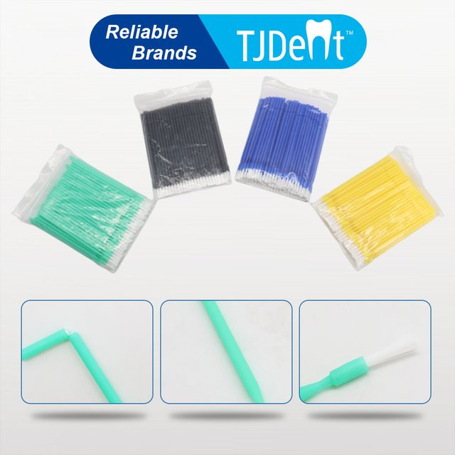 TJDent Einweg-Dentalbürste, fusselfrei, mit Fluorid, biegsamer Hals - Bild 1