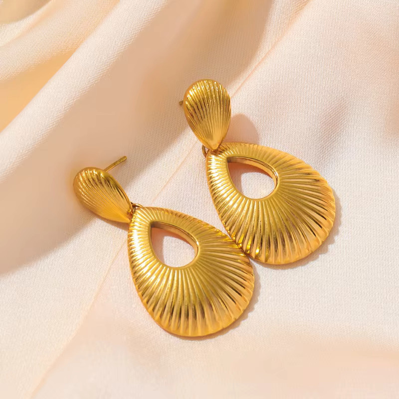 EILIECK Ohrringe, Edelstahl, Gold, Damen, Geometrische Tropfen - Bild 2