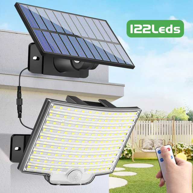 AMARYLLIS LED Solar-Wandleuchte in Schwarz mit Bewegungssensor und IP65 Wasserdichtigkeit für den Außenbereich - Bild 1