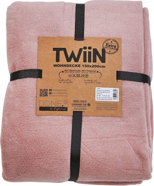 DONE Wohndecke Twin Reversible Double Face aus Baumwolle in Pink - Bild 1