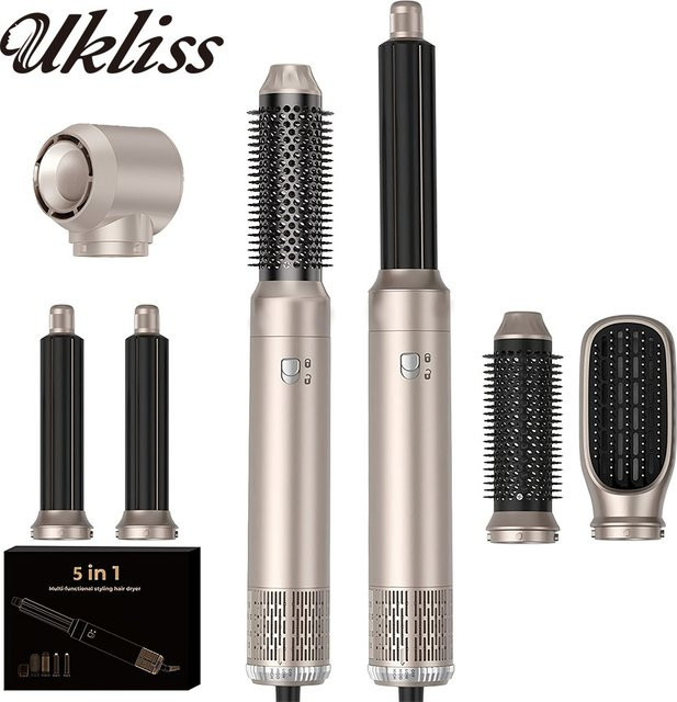 UKLISS 5-in-1 Haarstyler Heißluftbürste, Schwarz-Silber, Unisex - Bild 1