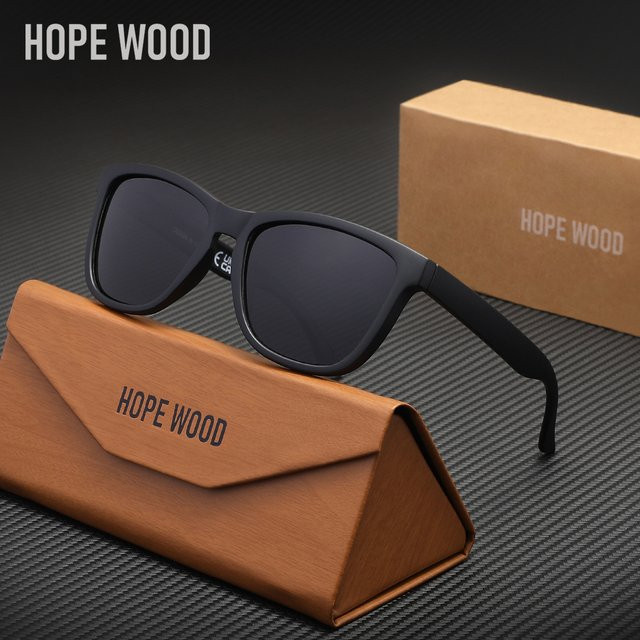 HOPE WOOD Sonnenbrille, Vollrand, Square, Schwarz, Unisex, polarisiert - Bild 1