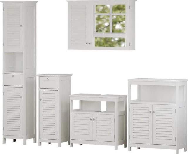 Vicco Badmöbel-Set Riad in Weiß mit 5 Teilen aus MDF im Landhausstil - Bild 1