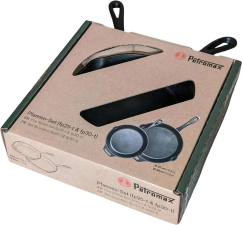 Petromax Pfannen-Set FP25-T & FP30-T aus Gusseisen in Schwarz mit Seasoned Finish für Lagerfeuer und Gasflamme