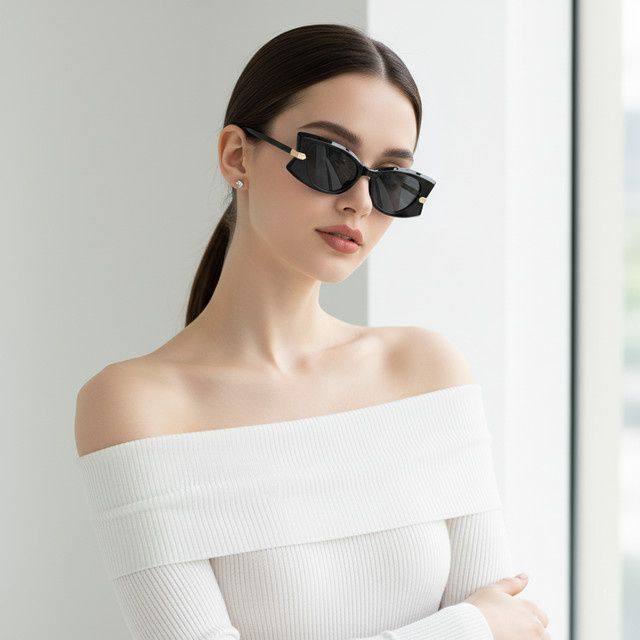 TWOOO Cat-Eye-Sonnenbrille, Vollrand, Kunststoff, schwarz, Damen - Bild 1
