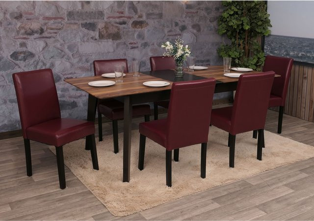 6er-Set Esszimmerstühle Littau von MCW aus Kunstleder in Rot mit dunklen Beinen - Bild 1