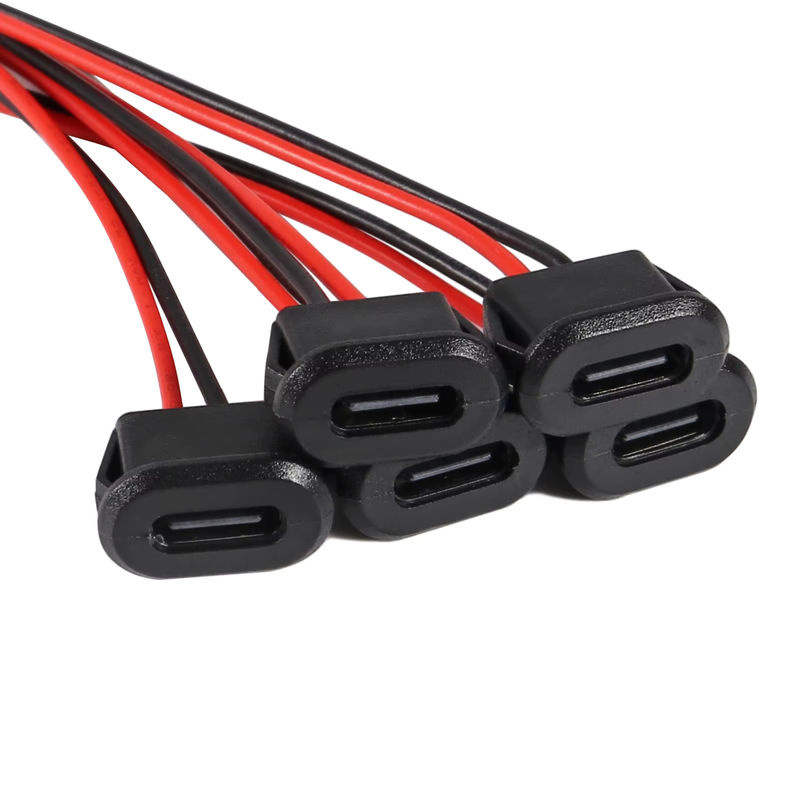 AOKIN USB-C Buchse Chassis, 2-polig, wasserdichter weiblicher Ladeanschluss mit Kartenschnalle, Schwarz - Bild 4