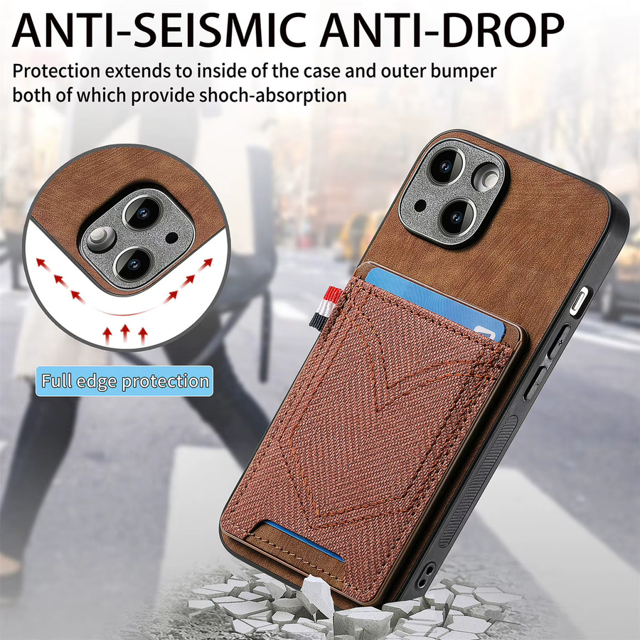 Magnetische Lederhülle mit Kartenetui für iPhone 11 bis iPhone 17 Pro Max, Marke JohnDan, Farben: Schwarz und Braun - Bild 2