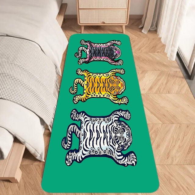 Karpetti Tiger Fußmatte aus Flanell mit grafischem Animal-Print, rutschfest, B/T: 60 x 40 cm, Mehrfarbig - Bild 1