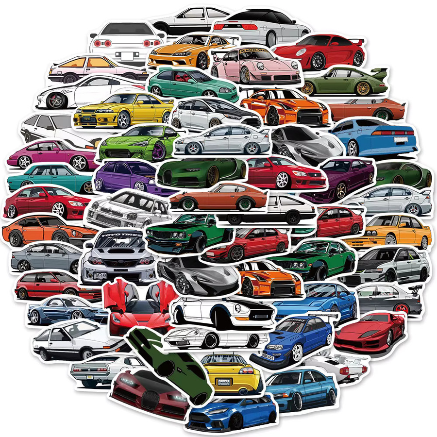 Rspctou Cartoon Vintage JDM Rennwagen Aufkleber, Graffiti-Sticker - Bild 2