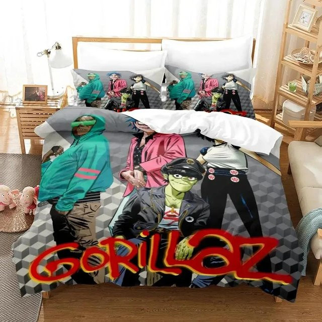 Gorillaz Bettwäsche Set Lodestar Grafik Design mit Bettbezug und Kissenbezug, Mehrfarbig, B/H: 135 x 200 cm - Bild 1