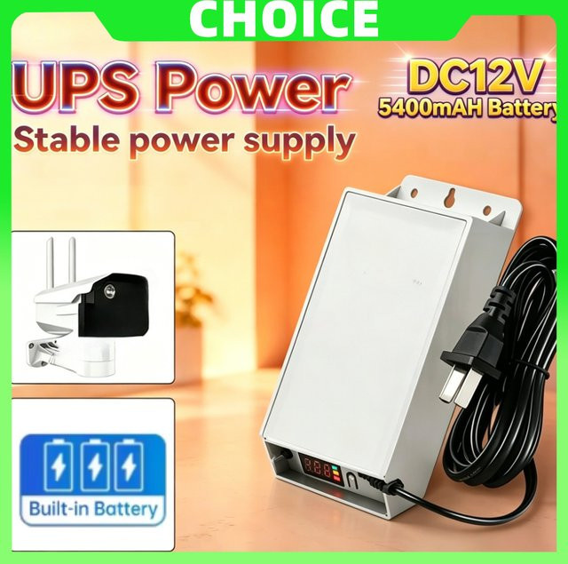 DIFANG UPS-Netzteil mit LCD-Display, unterbrechungsfreie Stromversorgung für Überwachungskameras, 5400mAh, Weiß - Bild 1