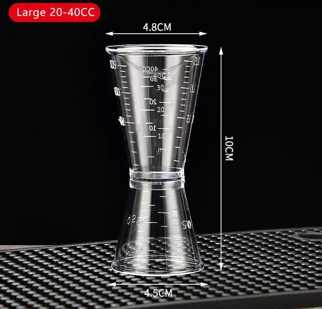 Doppelseitiger Messbecher mit Skala von Binchi Outdoor Product in Grau und Transparent aus Kunststoff für Mixologie und Cocktails - Bild 1