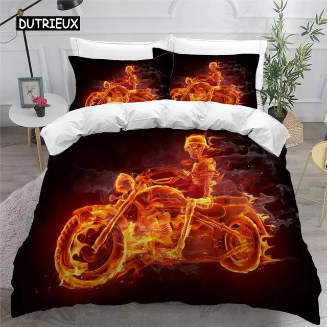Bunte Flammen 3D Bettwäsche aus Mikrofaser für Kinder und Mädchen, 2-teiliges Set mit Bettbezug und Kissenbezug, Mehrfarbig, B/H: 70 x 133 cm - Bild 1