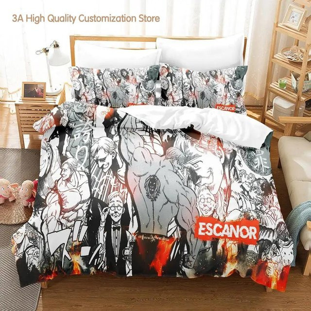 Escanor The Seven Deadly Sins Bettwäsche Set aus Mikrofaser mit 3D Anime Motiv, Mehrfarbig, B/H: 135 x 200 cm - Bild 1