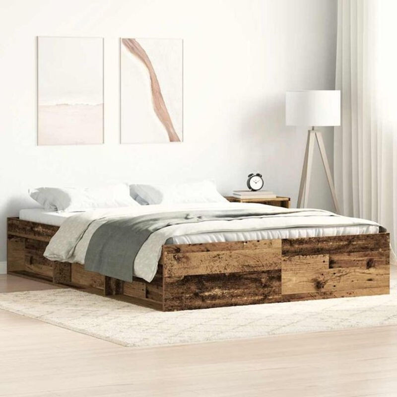 Vidaxl Massivholzbett im Landhausstil aus Kiefer und Holzwerkstoff, Braun, B/T/H: 120 x 190 cm - Bild 1