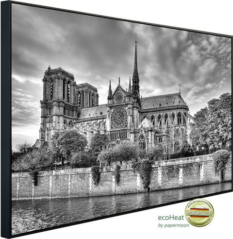 papermoon Infrarotheizung EcoHeat Notre Dame Schwarz Weiss mit Matt-Effekt und App-Steuerung - Bild 1