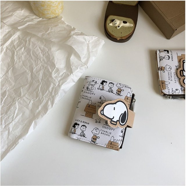 Bandai Snoopy Geldbörse, zweifach faltbare PU-Reißverschluss-Geldbörse - Bild 1