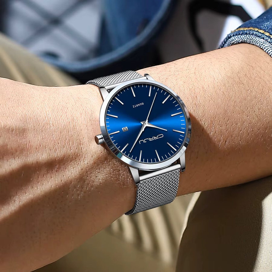 Crrju Armbanduhr, Quarz, Edelstahl, Blau, Herren - Bild 3