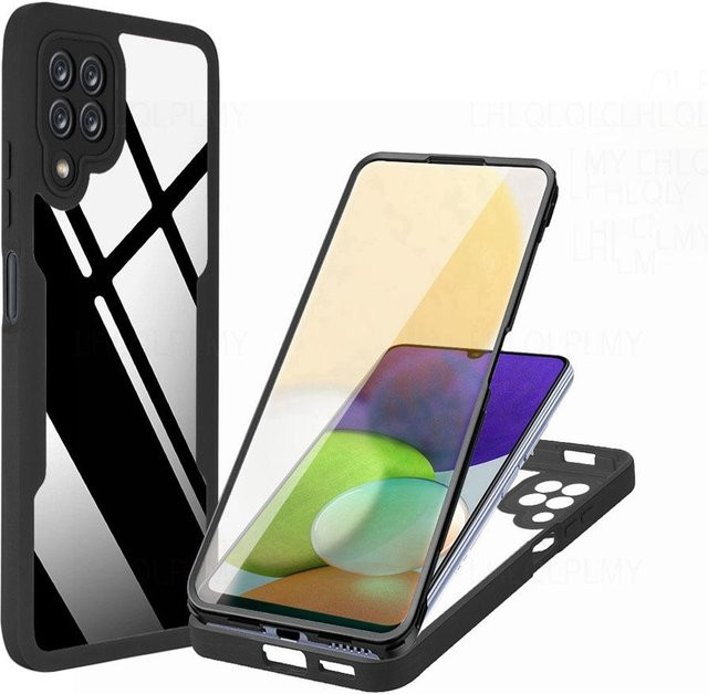 Stoßfeste 360 Grad Schutzhülle für Samsung Galaxy A-Serie 5G mit Vorder- und Rückseite Abdeckung in Schwarz - Bild 1