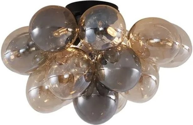 QAZQA Design Deckenleuchte Uvas in Schwarz mit 4-flammigen Glaslampenschirmen aus Bernstein und Rauchglas im Art-Deco-Stil - Bild 1