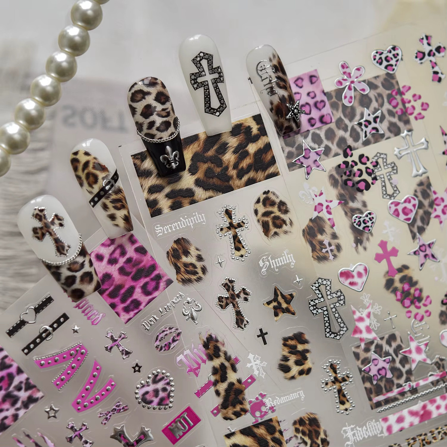 NAILFYOU Nagelaufkleber, Leopardenmuster, Herzförmig, Metallic - Bild 2