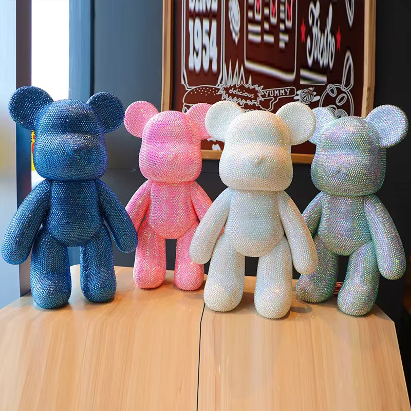 Glitzernde Bär Figur in Pink als DIY Schmuck Applikation und Dekoration für Kreuzstich und Schreibtisch Zubehör - Bild 3