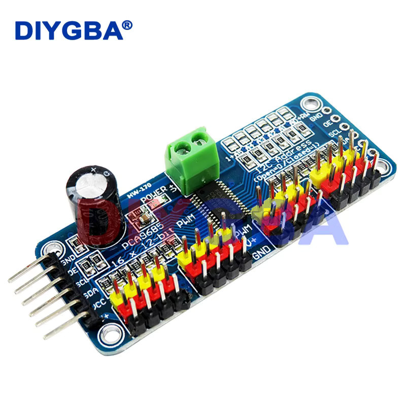 DNIGEF PCA9685 16-Kanal 12-Bit PWM Servomotor Driver Modul mit I2C Schnittstelle in Blau - Bild 2
