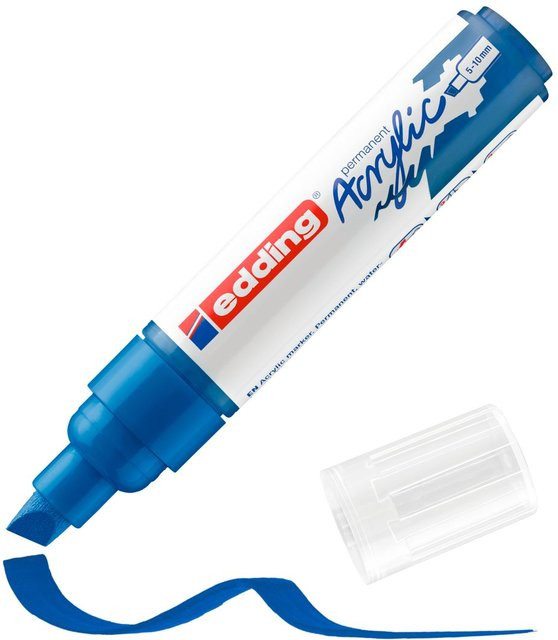 edding 5000 Acrylmarker Breit in Enzianblau mit Keilspitze für permanente Markierungen - Bild 1