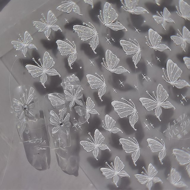 Rhstoe Nagelaufkleber, 5D Glitter Schmetterling, Glänzend - Bild 1