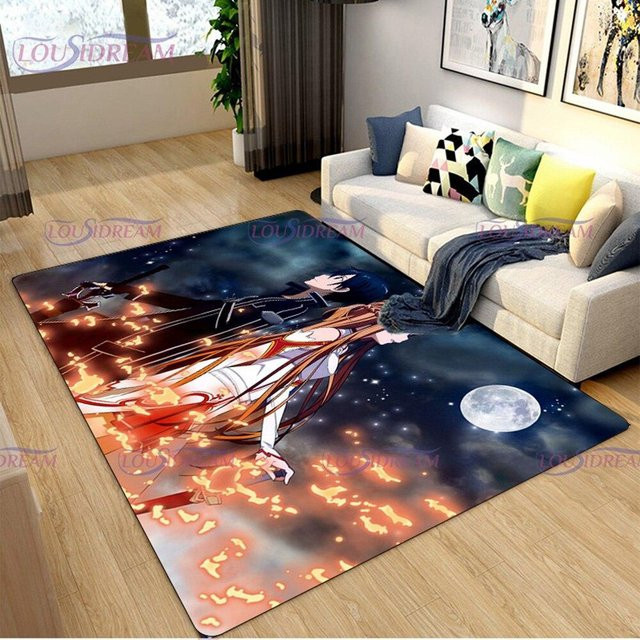 MacgicZhou Anime Sword Art Online Teppich, bunter Plüschteppich für Wohnzimmer, Schlafzimmer oder Kinderzimmer, B/T: 60 x 40 cm - Bild 1