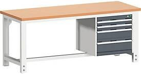 Werkbank Bott W-2077/11-2.08 in Anthrazitgrau mit höhenverstellbarer Holzplatte, B/T/H: 200 x 120 x 75 cm - Bild 1