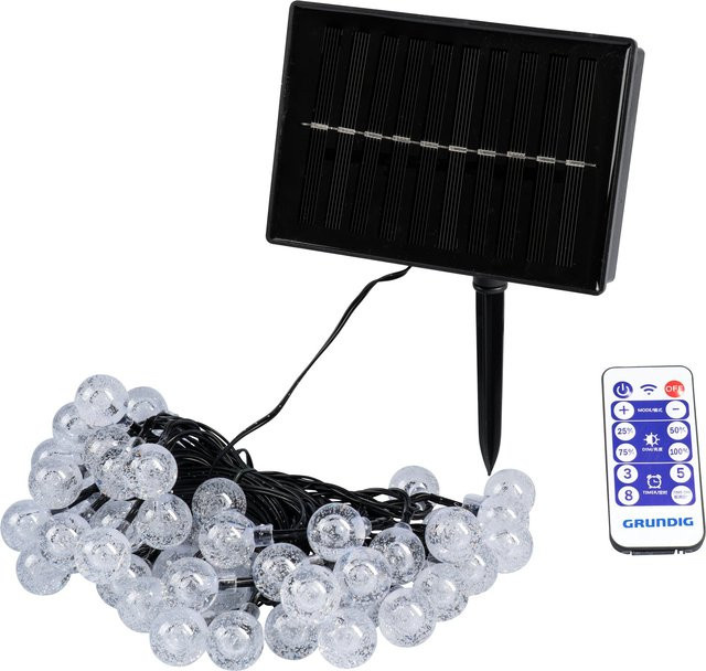 Grundig Solar-LED-Lichterkette mit Timer und Fernbedienung, Schwarz, 187 cm - Bild 1