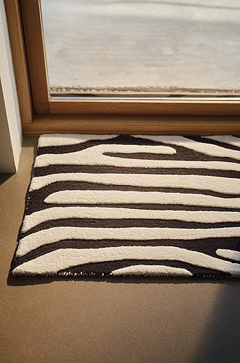 Jotex Türmatte aus Wolle in Schwarz-Weiß gestreift, B/T: 90 x 60 cm - Bild 1
