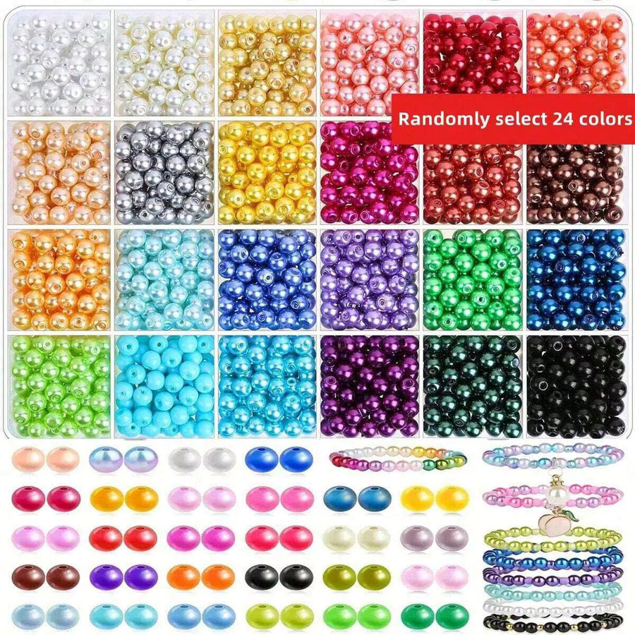 Dichtungsperlen Acryl, 6 mm, kreisförmig, verschiedene Farben - Bild 3