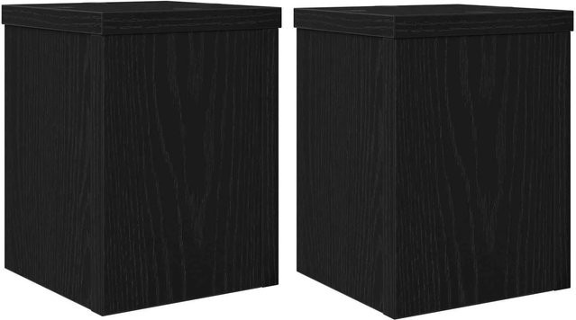 vidaXL Pflanzenständer 2er-Set in Schwarz mit Eichen-Optik, B/T/H: 15 x 15 x 20 cm - Bild 1