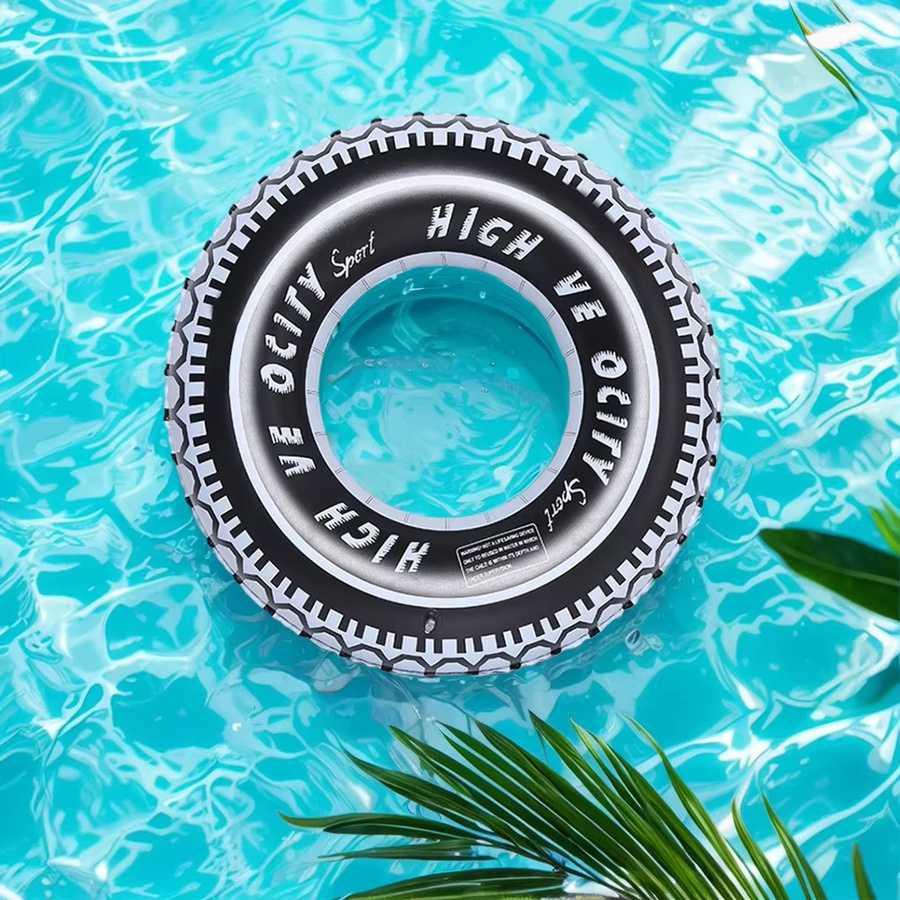 Aufblasbarer Schwimmring mit Reifenmuster von APWIKOGER in Schwarz für Kinder und Erwachsene - Bild 3
