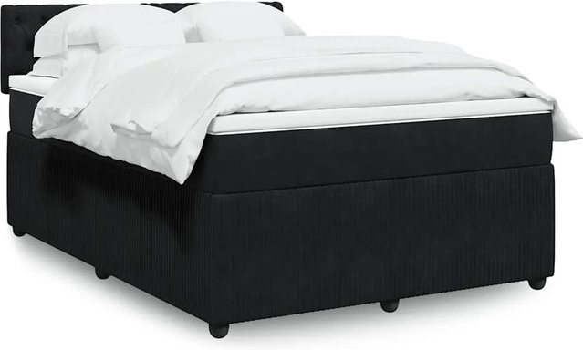 vidaXL Boxspringbett mit Matratze in Schwarz aus Samt mit USB-Anschluss und Unterbettbeleuchtung B/T/H: 140 x 200 cm - Bild 1