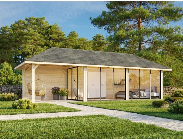 Palmako Pavillon Bianca Set 517 Slide Plus, weiß lackiert, B/T/H: 876 x 300 cm - Bild 1