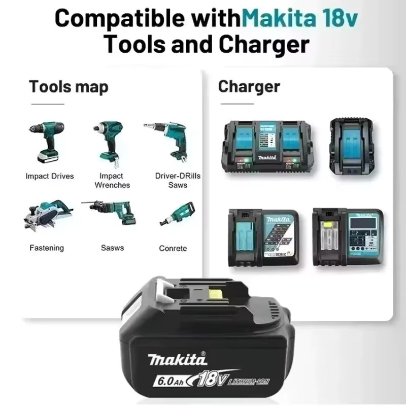 Makita 18V 6,0Ah Akku BL1860B in Schwarz, passend für DTW700 - Bild 6